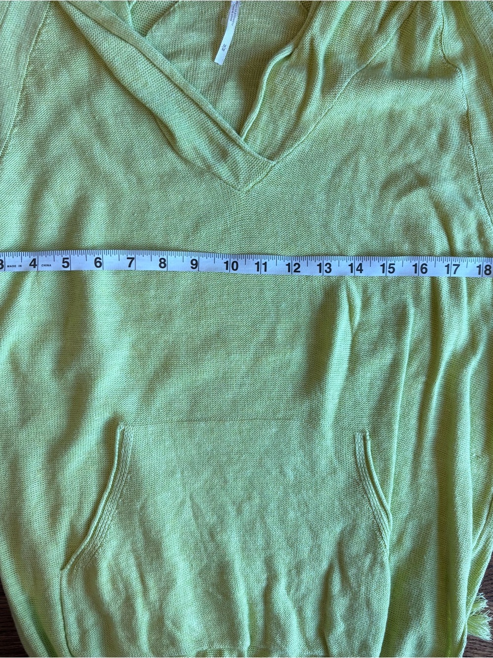 Free People For the Win Cinch Lime Green Knit Lightweight Hoodie | Medium - Picture 5 of 7